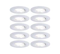 Paulmann 99922 Calla Lot de 10 spots LED encastrables ronds 10 x 6 W IP65 Blanc neutre Blanc mat Orientable Spots en plastique 4000 K