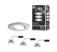 Paulmann 99929 spots enc. LED Calla rond kit de 3 incl. 3x6W IP65 gradable projecteurs enc. Chrome mat éclair. d'armoire plastique. lampe enc. 4000K