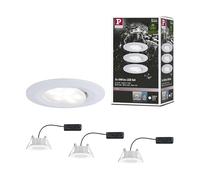 Paulmann Spot LED encastrable Calla - pour salle de bains, lot de 3, 19,5 W, IP65, blanc mat