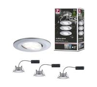 Paulmann Spot LED encastrable Calla pour salle de bains jeu de 3 19,5W IP65 chrome mat
