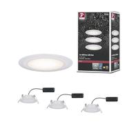 Paulmann 99940 spots encas. LED Premium Suon Kit de 3 rond incl. 3x6,5W IP44 gradable projecteurs enc. Satin, blanc éclair. d'armoire plast. 2700K
