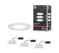 Paulmann 99942 spots encas. LED Premium Suon Kit de 3 rond incl. 3x6,5W IP44 gradable projecteurs enc. Satin, blanc éclair. d'armoire plast. 2000K
