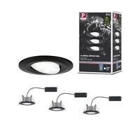 Paulmann 99991 Spot encastré LED Calla rond, kit de 3, 3x6 W, IP65, spots plafond blanc neutre, noir mat, orientables, matière plastique, 4000 K