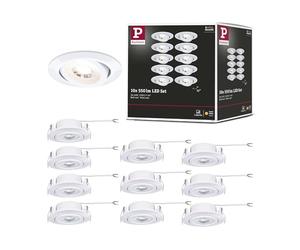 Paulmann 99995 Spots encastrés LED 3-Step-Dim Pack de 10 orientable 82 mm 70° 10x4,8W 10x450lm 230 V 3000 K Blanc