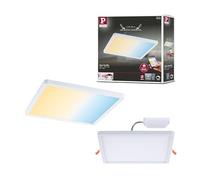 Paulmann Areo VariFit 93048 Panneau LED encastrable IP44 Zigbee Tunable White 230 x 230 mm carré avec 1 x 16 W à intensité variable Blanc Plastique 3000 K