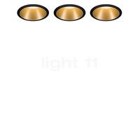 Paulmann Cole Plafonnier encastré LED noir/doré mat - lot de 3