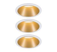 3 spots encastrables Cole LED intégrée blanc chaud IP44 3x470lm Ø8cm doré finition blanche Paulmann