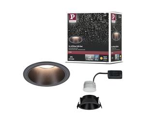 Paulmann EBL Kit Cole Coin 3 Step Dim 6 W 2700 K noir | Spot encastré pour montage au plafond, IP44, dimmable à l'aide d'un interrupteur, lumière blanche chaude