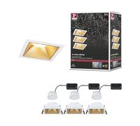 Paulmann EBL, kit de 3 Cole Coin 3StepDim fixe 2700K | Spots encastrés carrés, IP44, dimmables à l'aide d'un interrupteur, lumière blanche chaude, LED Coins remplaçables
