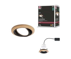Paulmann ENC Kit Lanati Coin orientable LED 1x6W 470lm 230V Bois Noir mat 92238