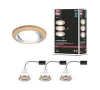 Spot encastré LED Lanati Kit de 3 rond 84mm 30° Coin 3x6W 3x470lm 230V 2700K Teinte chêne huilé#Alu tourné