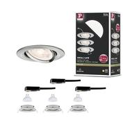 Paulmann LED Spots encastrés Nova GU10 Flat orientable 3x4,9W 3x550lm 230V 2700K acier brossé 92272