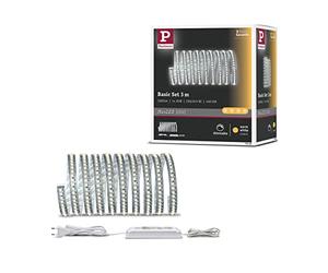Paulmann MaxLED 1000 kit de base 3 m, blanc chaud 35 W, 2700 K, argent | KIT COMPLET - Kit complet prêt à l'emploi comprenant des rubans LED et un bloc d'alimentation