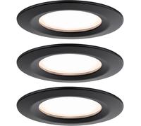 Paulmann 93081 Nova Plus LED spots encastrés in oin kit de base fixe IP44 rund 78mm 3x6W 230V gradable 2700K Noir mat Spot projecteurs encastrés