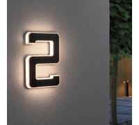 Paulmann 79843 LED numéro de maison 2 solaire IP44 Blanc chaud batterie remplaçable incl.1x0,2W lumin. sol. noir, lampe sol. plast. éclair. sol. 3000K