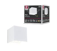 Paulmann Nyara 71283 Applique murale LED sans fil avec détecteur de mouvement contrôlé au crépuscule (HF) IP44 3000 K 100 x 100 mm 2 x 1 W/1 W Blanc