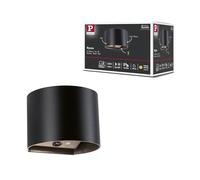 Paulmann Nyora 71284 Applique murale LED sans fil avec détecteur de mouvement contrôlé par le crépuscule (HF) IP44 3000 K 135 x 120 mm 2 x 1 W/1 W Noir