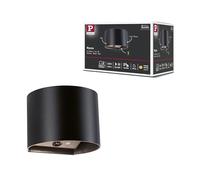 Paulmann Nyora 71284 Applique murale LED sans fil avec détecteur de mouvement contrôlé par le crépuscule (HF) IP44 3000 K 135 x 120 mm 2 x 1 W/1 W Noir