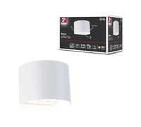 Paulmann Nyora 71285 Applique murale LED sans fil avec détecteur de mouvement contrôlé au crépuscule (HF) IP44 3000 K 135 x 120 mm 2 x 1 W/1 W Blanc