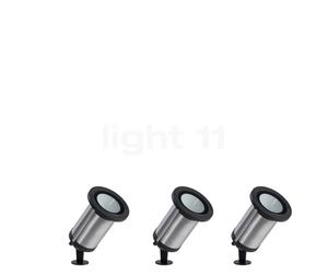 Paulmann Plug & Shine Classic Projecteur pique au sol LED argenté - lot de 3 Ce luminaire comporte des modules à LED prémontés de classes énergétiques A A