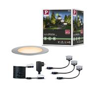 Paulmann 94722 luminaire d'extérieur LED Plug & Shine encastré de sol Floor kit de 3 respectueux insectes IP67 2200K 3x2W Argent rond gradable acier