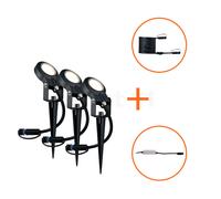 Paulmann Plug & Shine Sting Projecteur pique au sol LED, anthracite, lot de 3 Ce luminaire comporte des modules à LED prémontés de classes énergétiques A A++, A+, A