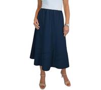 Paulo Due Élégante Jupe Fluide Évasée Entièrement Doublée Femme Midi Maxi Taille Élastiquée Bleu Marine 38-52 (46)