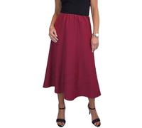 Paulo Due Élégante Jupe Fluide Évasée Entièrement Doublée Femme Midi Maxi Taille Élastiquée Bordeaux 38-52 (44)