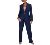 Paulo Due Ensemble 2 Pièces pour Femme, Veste Blazer Et Pantalon Entièrement Doublés, Idéal pour Le Bureau Ou Les Affaires Bleu Marine 36-48 (42)