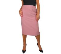 Paulo Due Jupe Crayon Doublée pour Femme avec Taille Partiellement Élastiquée sous Le Genou, Jupe De Bureau Rose 38-52 (42)