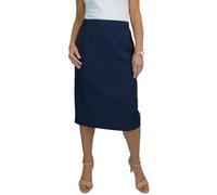 Paulo Due Jupe Crayon Doublée pour Femme avec Taille Partiellement Élastiquée sous Le Genou, Jupe De Bureau Bleu Marine 38-52 (46)