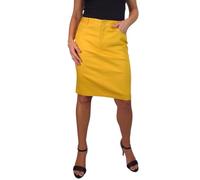 Paulo Due Jupe Crayon Style Jean Stretch en Coton Épais pour Femme Jaune Moutarde 36-48 (40)