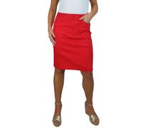 Paulo Due Jupe Crayon Style Jean Stretch en Coton Épais pour Femme Rouge 36-48 (46)