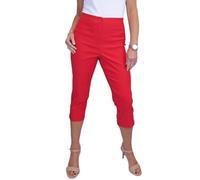 Paulo Due Pantacourt 3/4 pour Femme Pantalon Capri Bengaline Stretch Rouge 36-48 (44)
