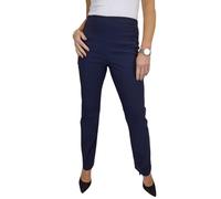 Paulo Due Pantalon À Enfiler pour Femme avec Taille Haute Élastiquée Et Jambe Droite pour Le Travail De Bureau en Soirée Bleu Marine 36-50 (46)