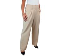 Paulo Due Pantalon Large À Jambe Droite pour Femme, Taille Haute, pour Le Travail en Soirée Et Au Bureau Beige 38-50 (48)