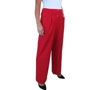 Paulo Due Pantalon Large À Jambe Droite pour Femme, Taille Haute, pour Le Travail en Soirée Et Au Bureau Rouge 38-50 (48)