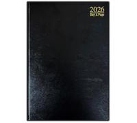 PaulStore 2026 Agenda A4 | A5 | A6 avec vue semainière | Une page par jour | Agenda de bureau | Dos rigide pour usage à la maison et au bureau (Noir, A5 une page par jour)