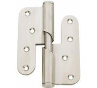 Paumelle hélicoïdale inox brossé bout carré 100x86mm droite - 1716DI Blanc G