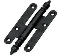 J.bros SSA30064 paumelle Rustique Acier en 140 x 55 mm Epoxy Noir, Bout Rond, Gauche