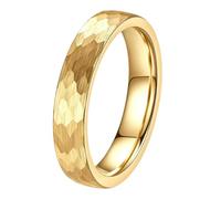 PAURO Acier Inoxydable 4mm 6mm Martelé Fini Promesse Bagues pour Femme Homme Unique Multi-Facettes Brossé Texture Géométrique Alliance Fiançailles Bijoux
