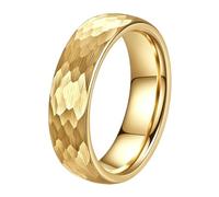 PAURO Acier Inoxydable 6mm Martelé Fini Promesse Bagues pour Femme Homme Unique Multi-Facettes Brossé Texture Géométrique Alliance Fiançailles Bijoux Or Taille 68