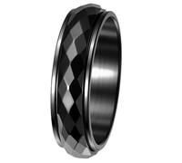 PAURO Acier Inoxydable Losange Spinner Bagues pour Homme Femme Rotatable Confort Aisance Bague pour Anxiété Bijoux Cadeau Noir Taille 68