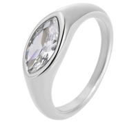 PAURO Acier Inoxydable Minimaliste Incrusté Avec Zircone Bagues pour Femme Classique Simple Charme Bijoux Argent Blanc Taille 52