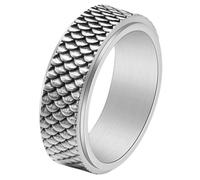 PAURO Acier Inoxydable Vintage Écaille De Poisson Texturé Bagues Rotatives pour Homme Classique Rotatable Alliance Promesse Bande pour Anxiété Bijoux Cadeau Argent Taille 54