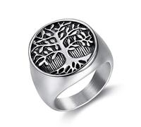 PAURO Ancien Arbre de La Vie Mariage Bague Homme Acier Inoxydable