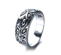 PAURO Ancien Œil de Dieu Bague Homme Acier Inoxydable Argent Noir Taille 52