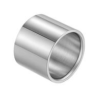 PAURO Bague pour Homme en Acier Inoxydable 18mm de Large Simple Tuyau Poli Taillé À Plat Argent Taille 62