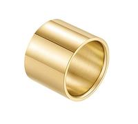 PAURO Bague pour Homme en Acier Inoxydable 18mm de Large Simple Tuyau Poli Taillé À Plat Or Taille 68
