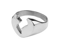 PAURO Femme Acier Inoxydable Bague Coeur Brisé Simple à la Mode Hautement Poli Argent Taille 68